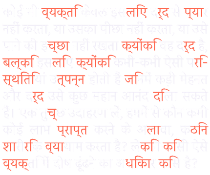 Badly typeset Hindi text: broken ligatures and misplaced vowels